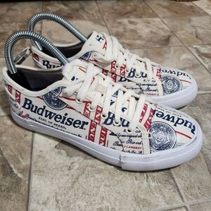 Budweiser Fila Skateboard Tennis Shoes Sz 5.5 Men White Canvas Lace Mint Sneaker